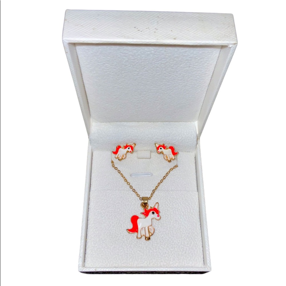 Unicorn Necklace & Earring Set